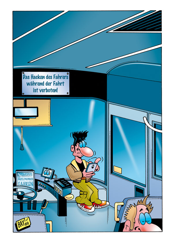 Cartoon: Cartoon von Stefan Bayer: Autonomer Bus 1