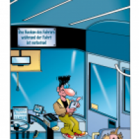 Cartoon von Stefan Bayer: Autonomer Bus