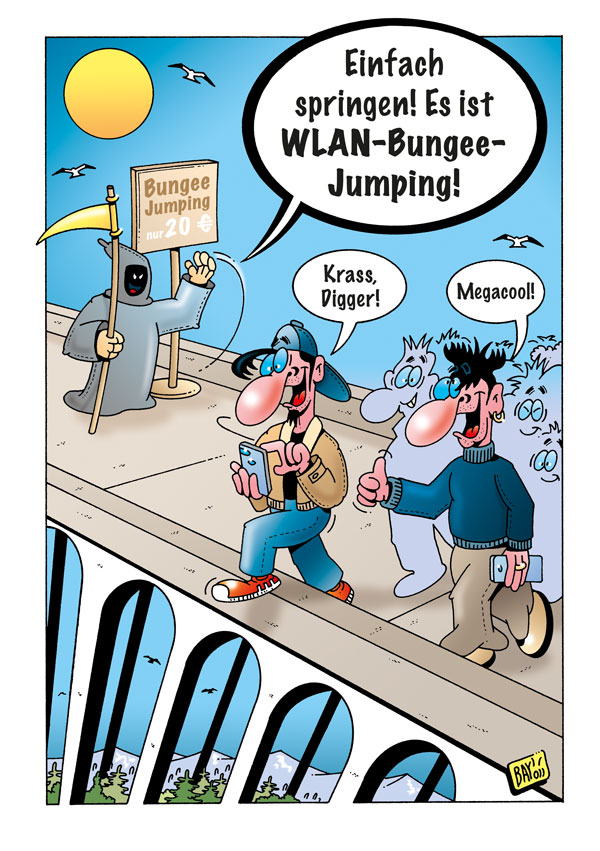 Cartoon: Cartoon von Stefan Bayer: Bungee Jumping 1