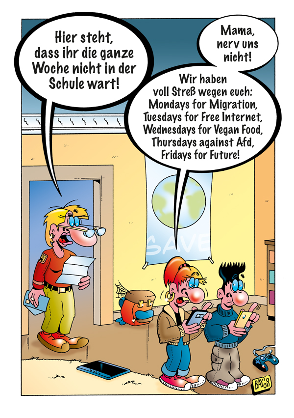 Cartoon: Cartoon von Stefan Bayer: Fridays for Future 1