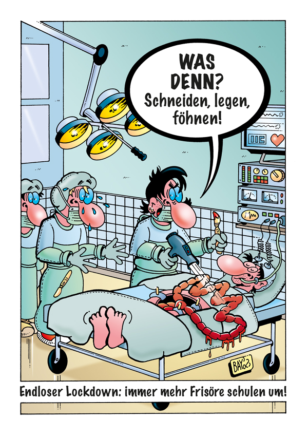 Cartoon: Cartoon von Stefan Bayer: Frisöre im Lockdown 1