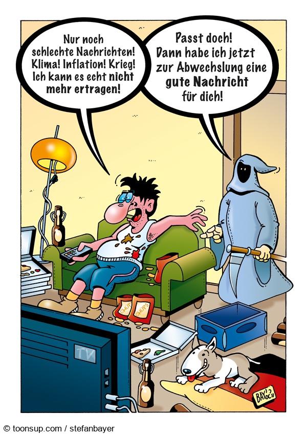 Cartoon: Cartoon von Stefan Bayer: Schlechte Nachrichten 1