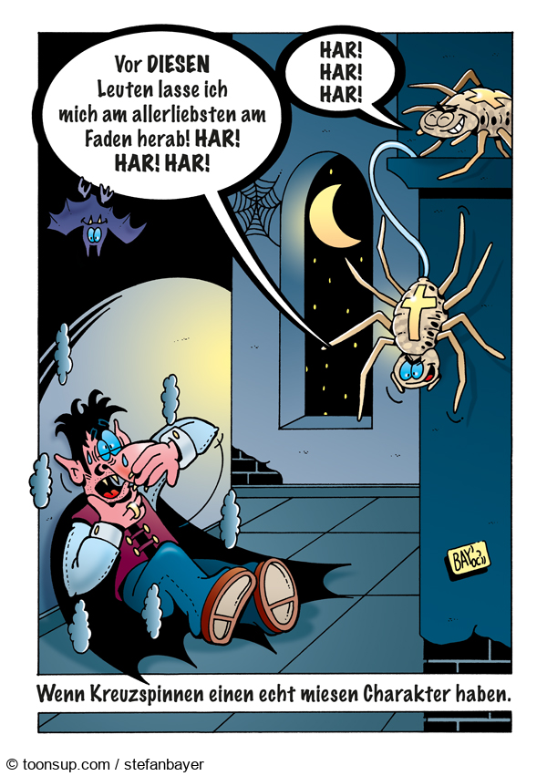 Cartoon: Cartoon von Stefan Bayer: Kreuzspinnen 1
