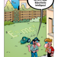 Cartoon von Stefan Bayer: Rasenmähroboter
