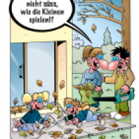 Cartoon von Stefan Bayer: Laubbläser