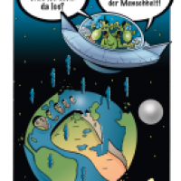 Cartoon von Stefan Bayer: Neulich im All