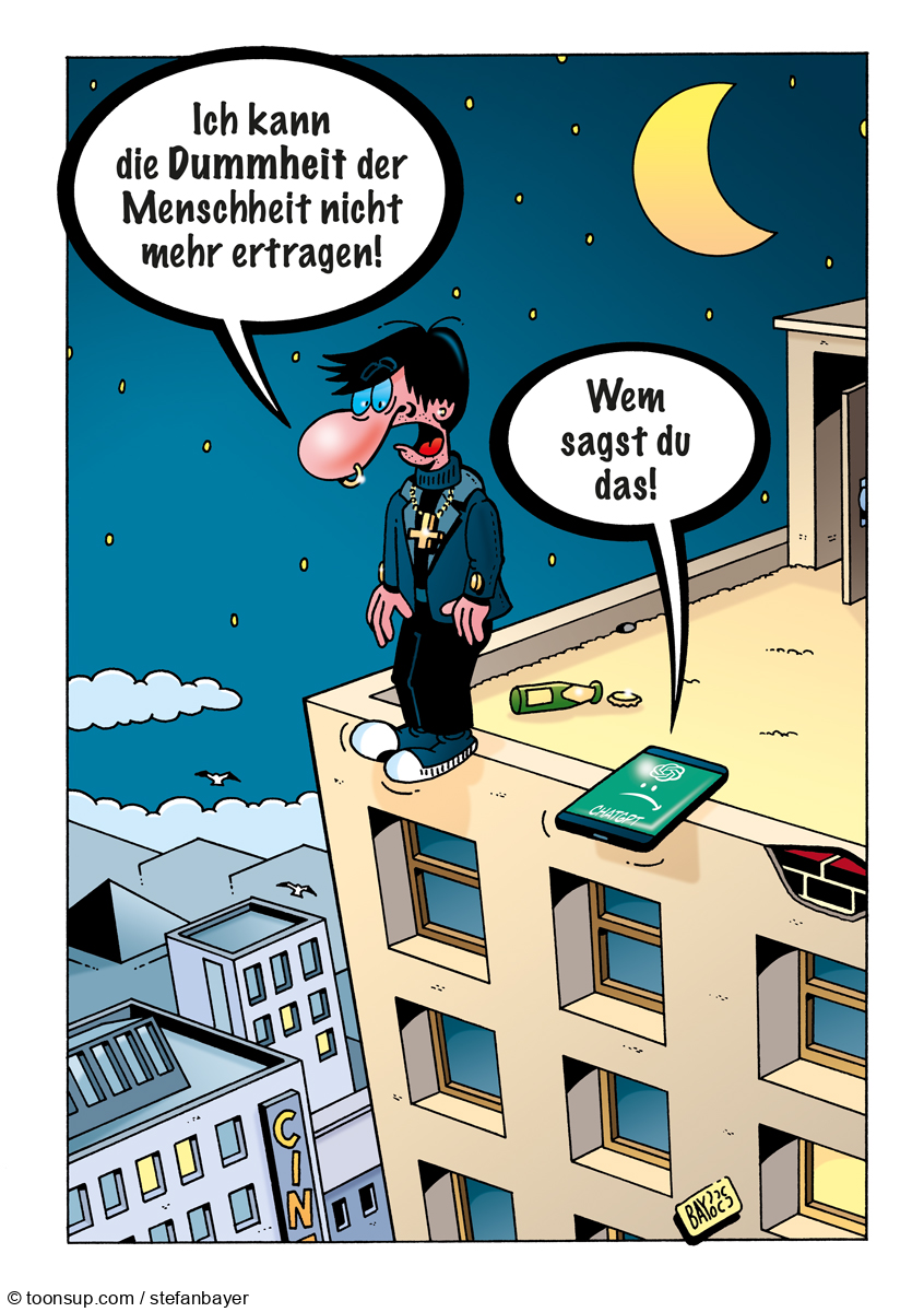 Cartoon: Cartoon von Stefan Bayer: Auf dem Dach 1