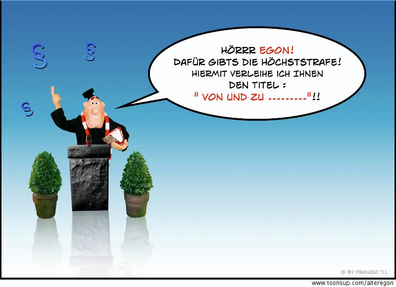 Cartoon: Der Rechtzanwalt spricht sein Urteil 1