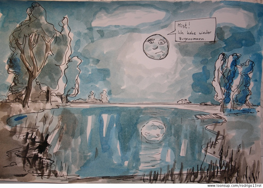 Cartoon: Mond in Sorge 1
