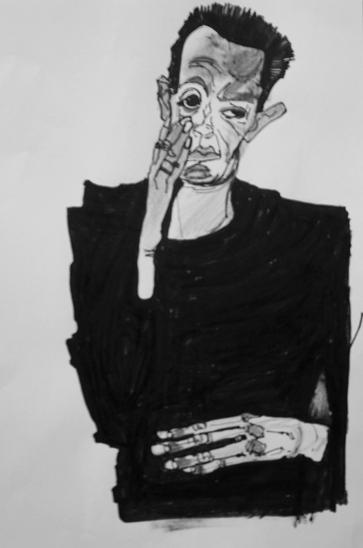 Illustration: Egon Schiele, scheiße drauf 1