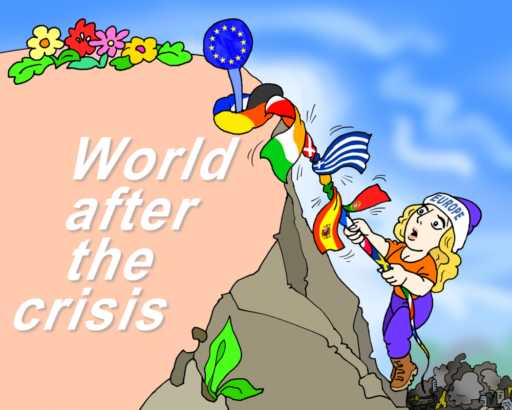 Cartoon: dangerous climb the mountain 1