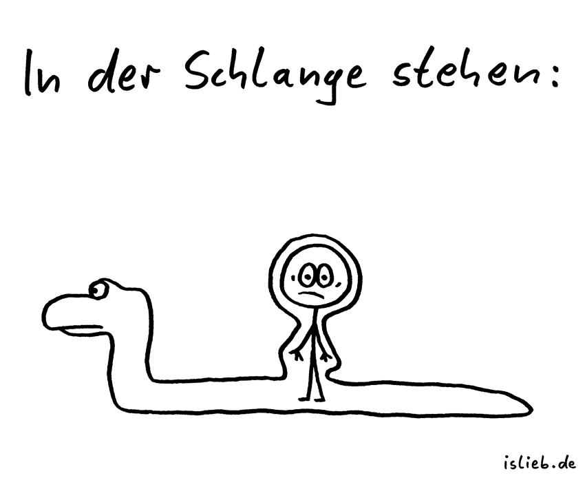 Cartoon: In der Schlange stehen 1