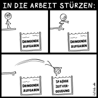 In die Arbeit stürzen