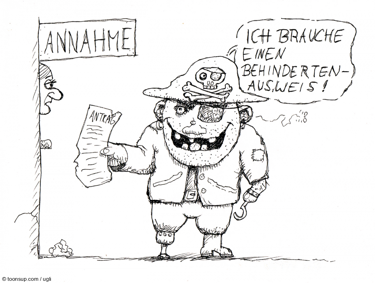Cartoon: Behinderter Pirat 1
