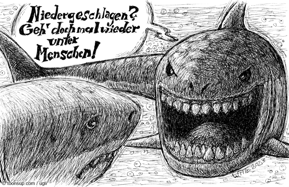 Cartoon: Deprimierter Hai 1