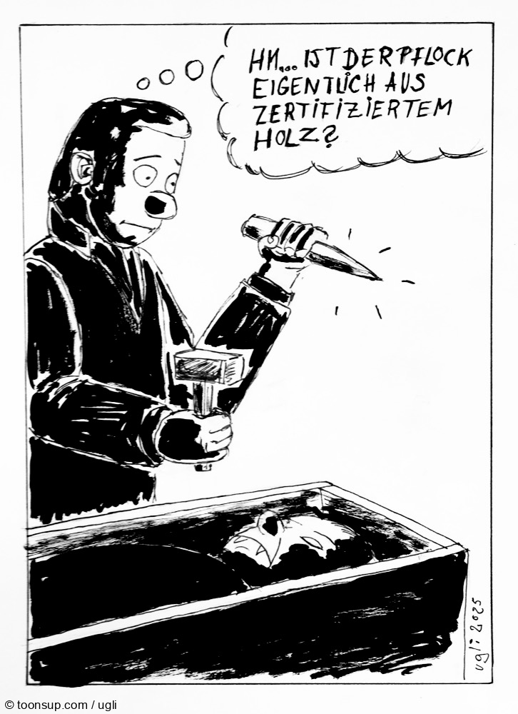 Cartoon: Nachhaltiger Vampirjäger 1