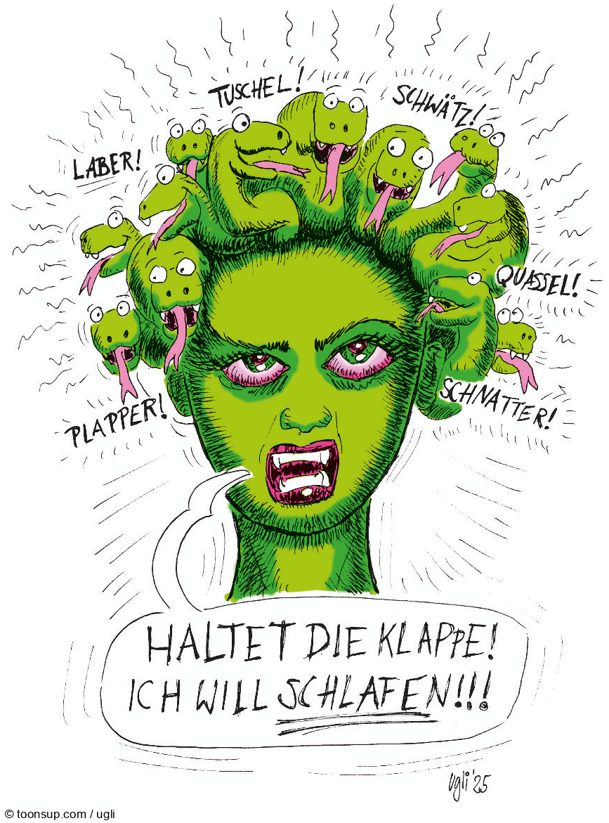 Cartoon: Medusa mit ihren Nervensägen 1