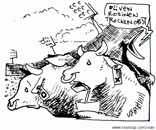 Cartoon: Kastraten beim Hodenturnen 1
