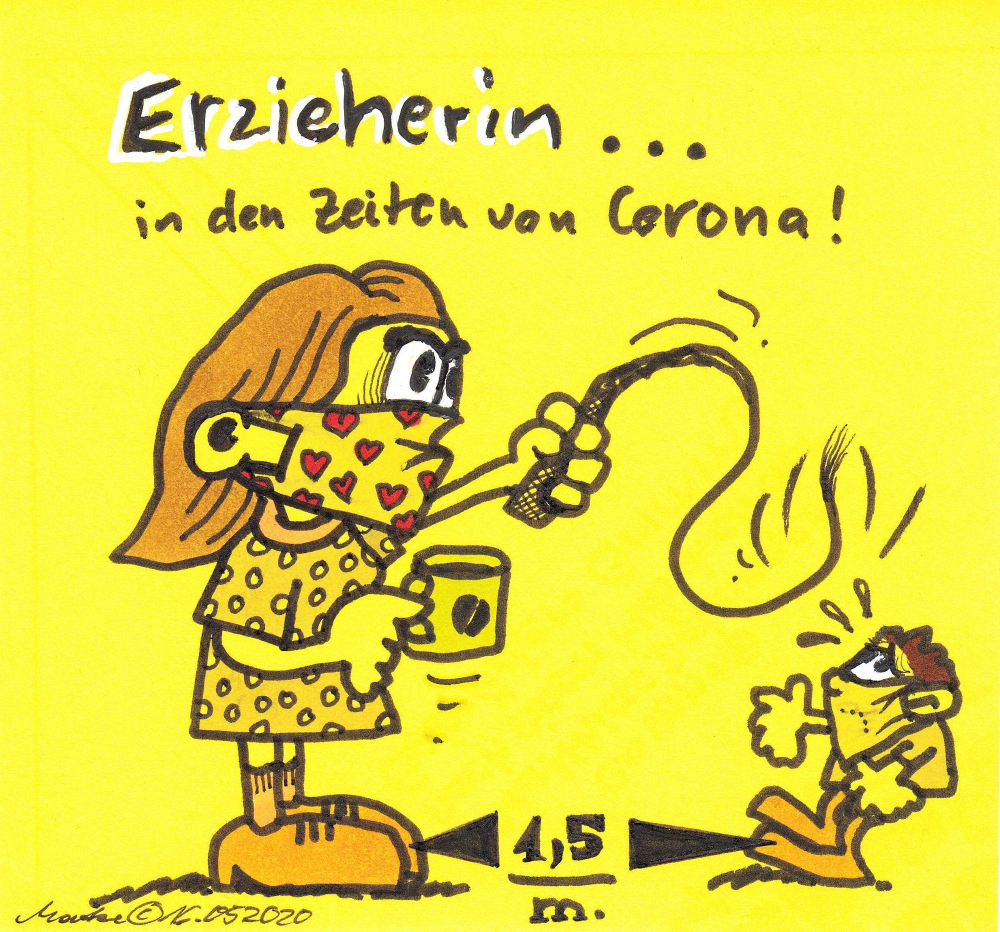 Cartoon: ERZIEHERIN & ABSTANDSREGEL - in den Zeiten von Corona ... 1