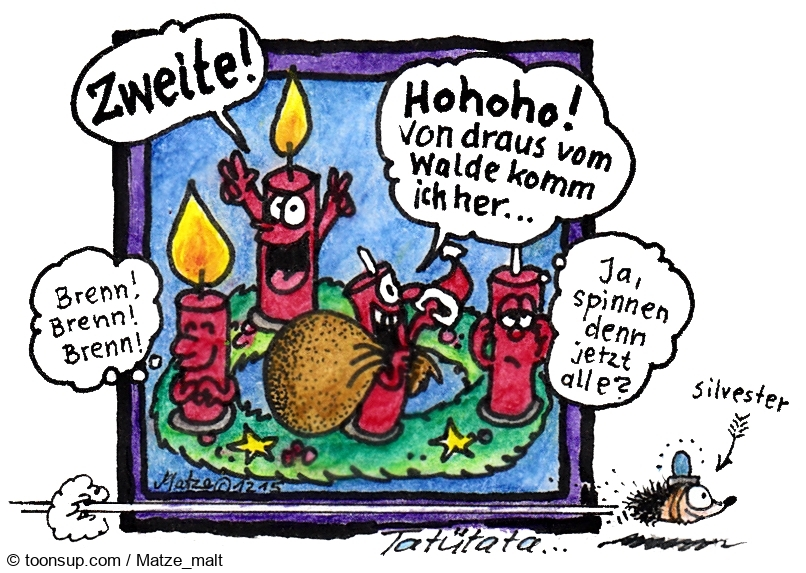 Cartoon: Advent, Advent ... das zweite Lichtlein brennt (einen Tag später ;-) 1