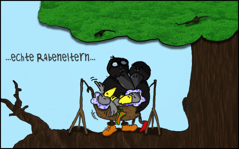 Cartoon: ...echte Rabeneltern... 1