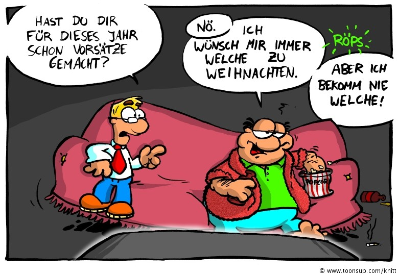 Cartoon: Vorsätze und schiefe Sofas 1