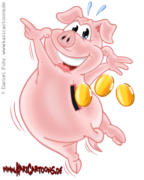 Illustration: Tänzelndes Sparschweinchen 1