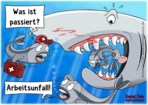 Cartoon: Putzerfische Arbeitsunfall 1