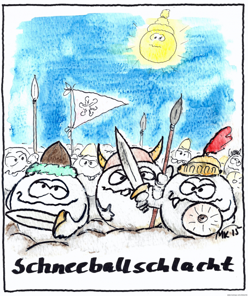 Cartoon: Schneeballschlacht 1