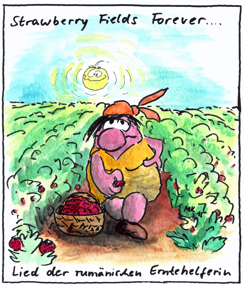 Cartoon: Erntehelferin 1