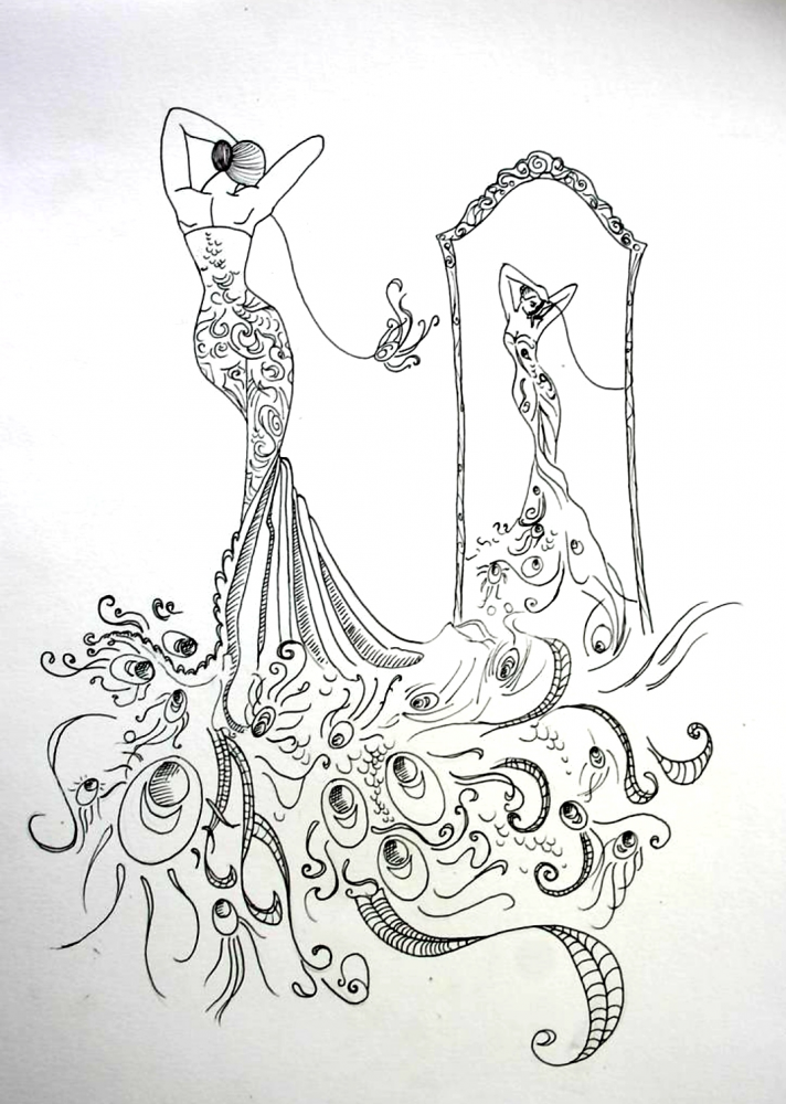 Illustration: Die Pfauendame 1