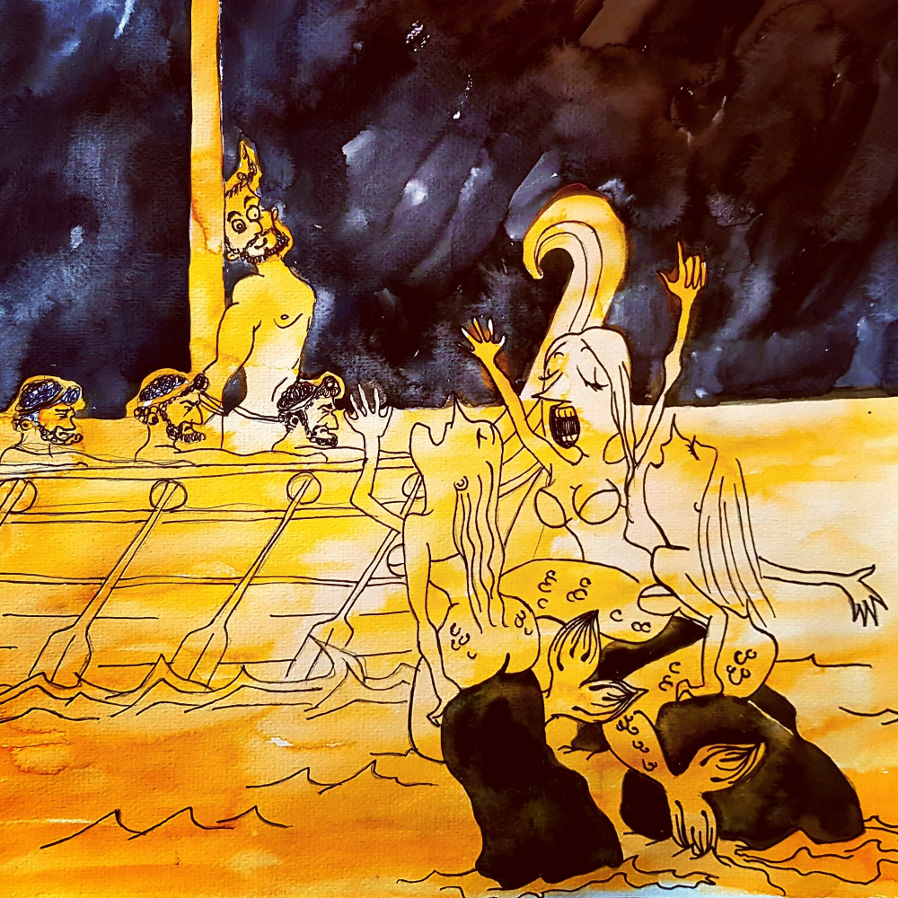 Illustration: Odysseus und die Sirenen 1