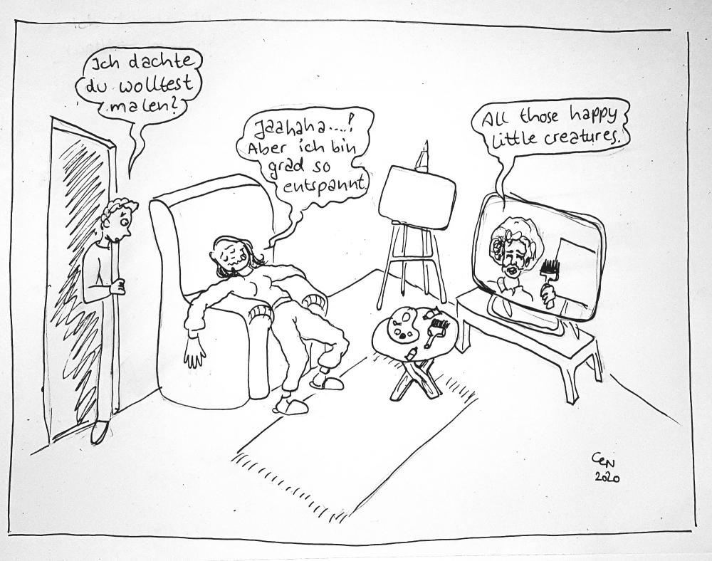 Cartoon: Malen nach Bob Ross 1