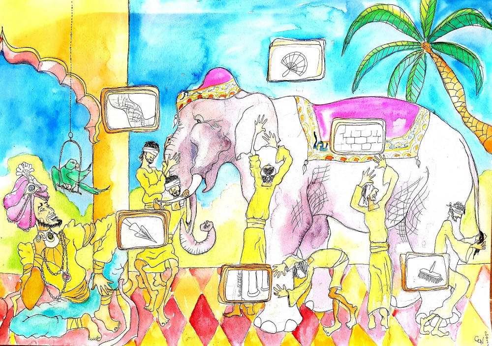 Illustration: Die blinden Weisen und der Elefant 1