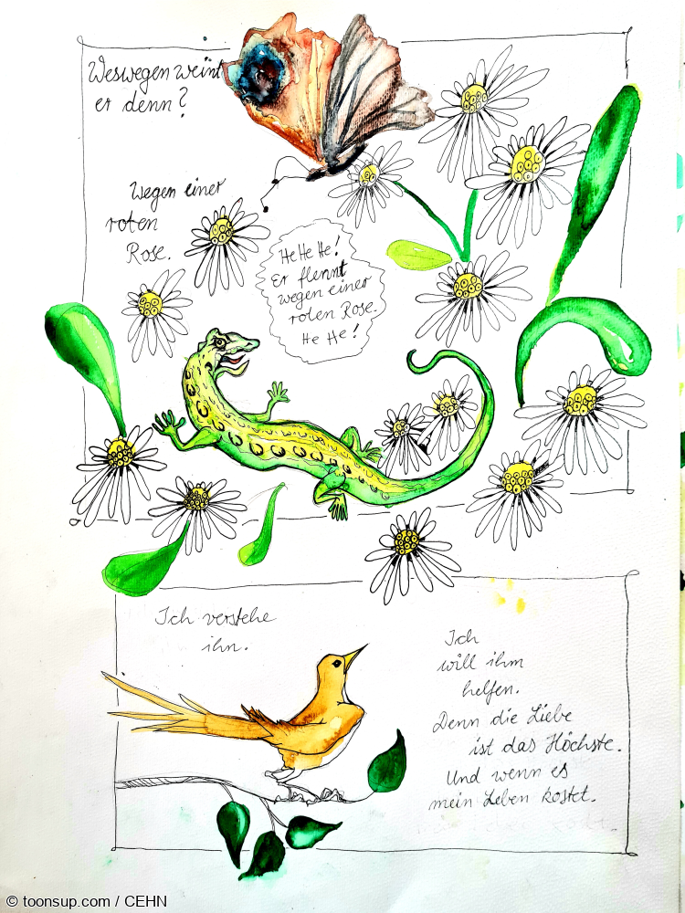 Illustration: Die Nachtigall und die Rose 4