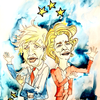 Caricature: Karikatur Johnson/ von der Leyen 1