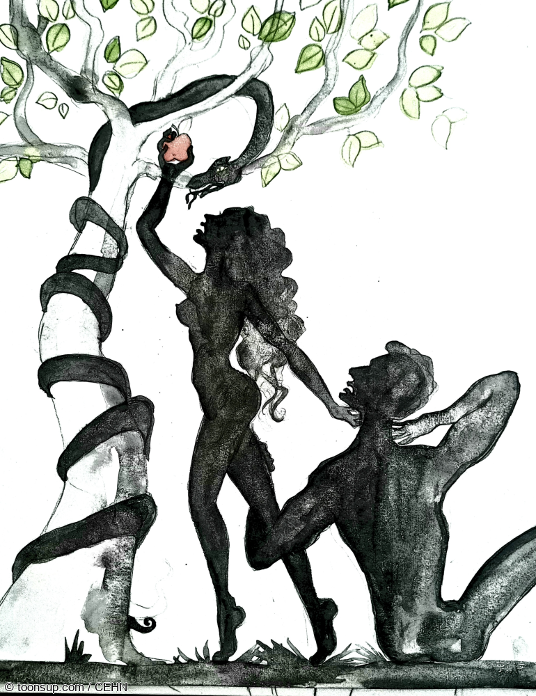 Illustration: Adam und Eva Silhouetten 1