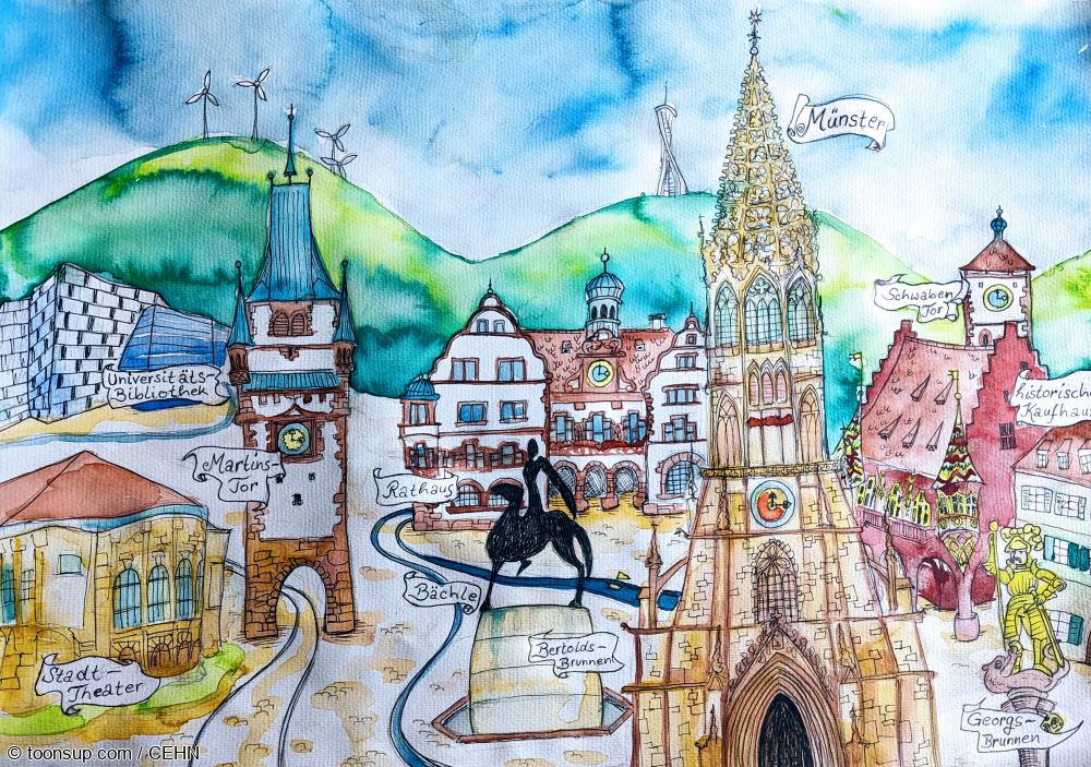 Illustration: Freiburg Sehenswürdigkeiten 1