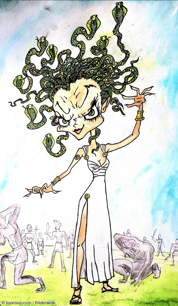 Illustration: Medusa und die versteinerten Männer 1