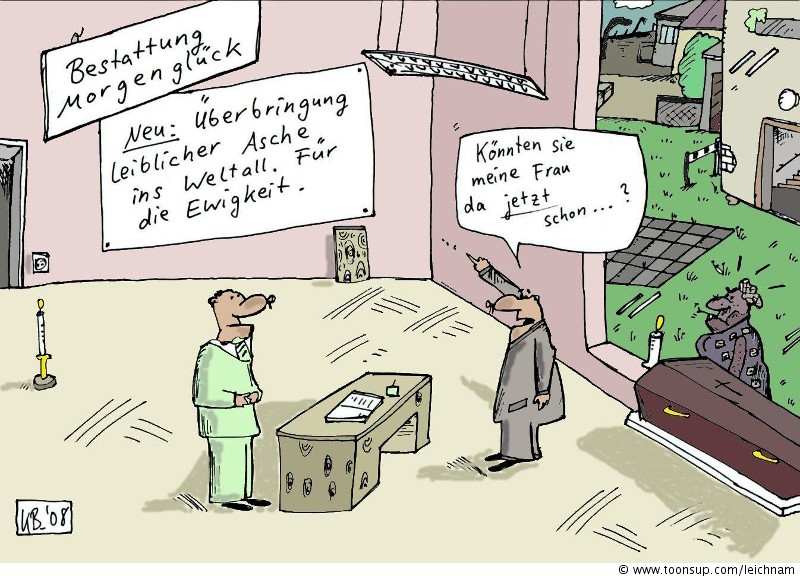 Cartoon: 'Bestattung Morgenglück' 1