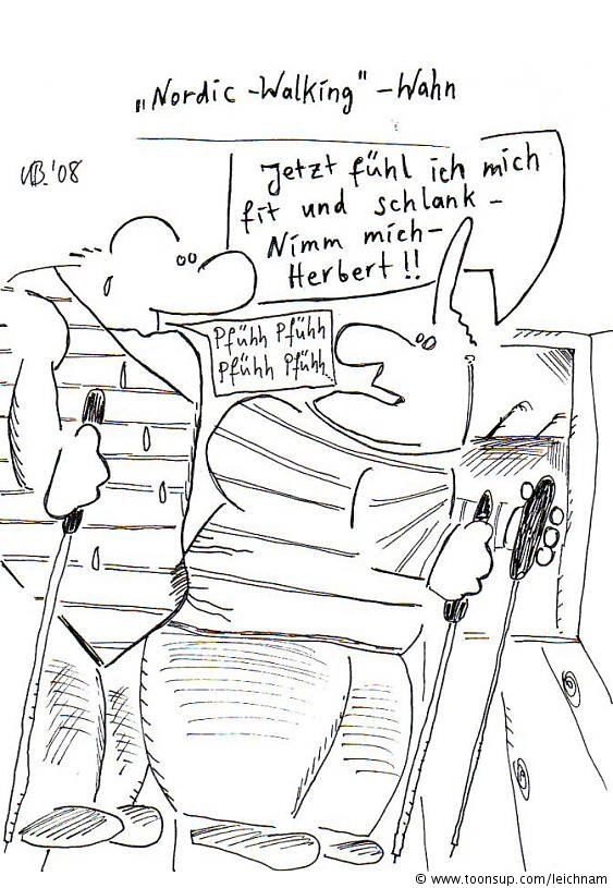 Cartoon: 'Nordic Walking' 1