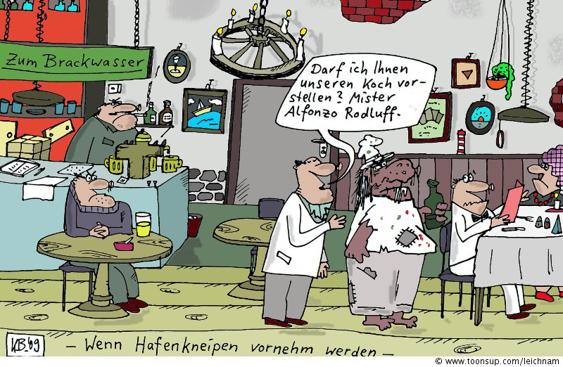 Cartoon: Wenn Hafenkneipen vornehm werden 1