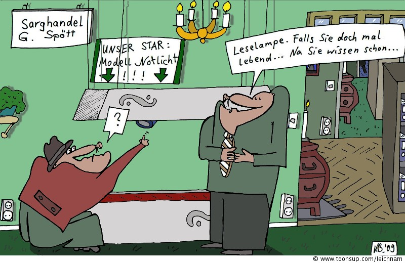 Cartoon: Sarg-Besichtigung 1