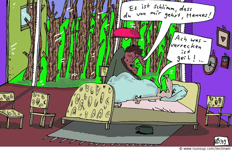 Cartoon: Sterbebett 1