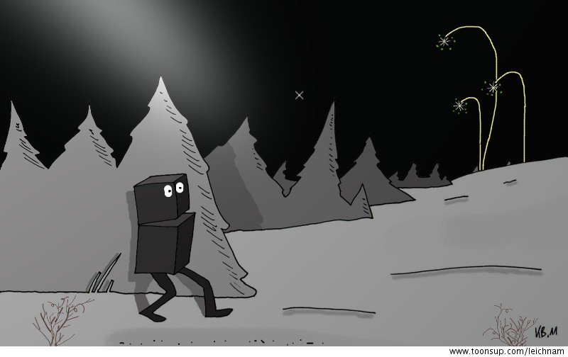 Illustration: Beinkasten vor Wald 1