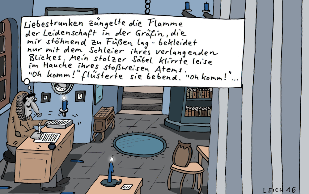 Cartoon: schreibend 1