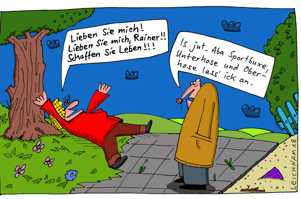 Cartoon: Am Baume 1