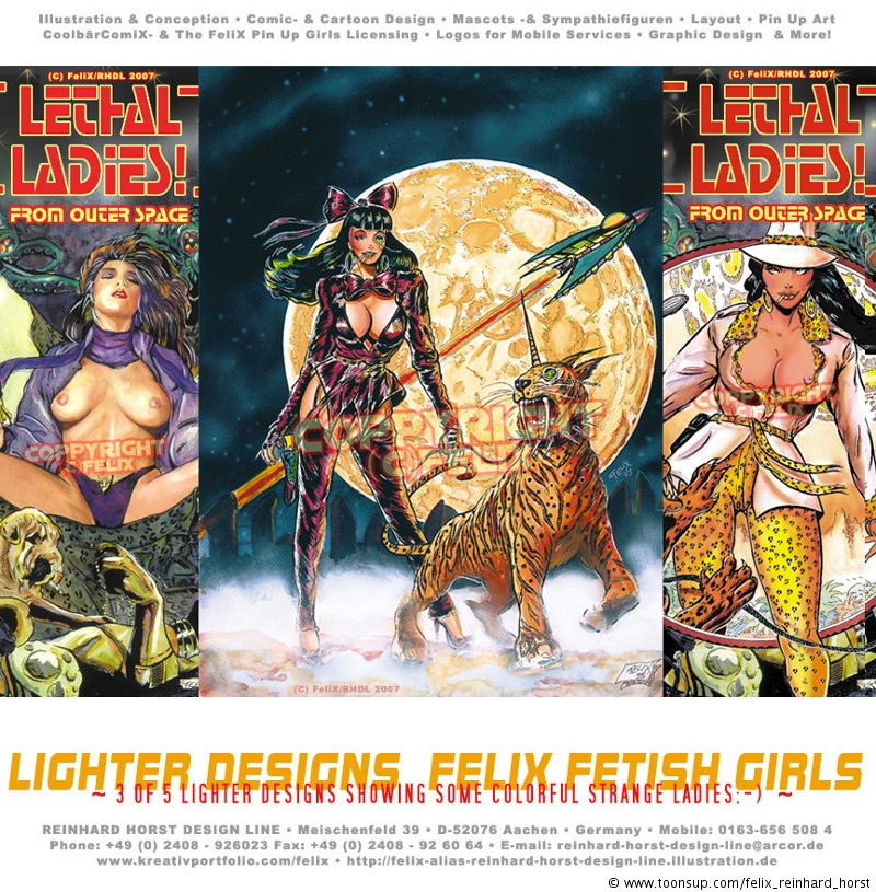Illustration: FeliX Presents: Lighter Designs 'Lethal Ladies F. B. O. Space!' 1