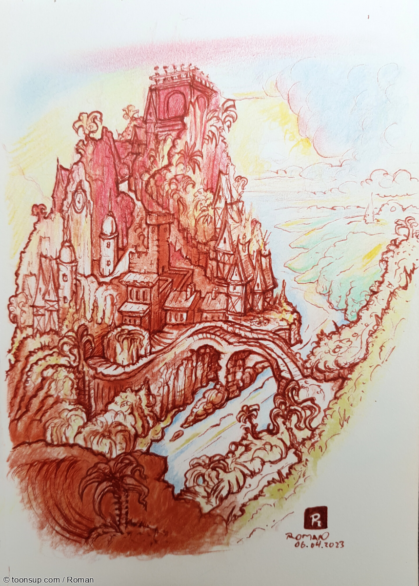Illustration: Mittelalterliches Städtchen 1
