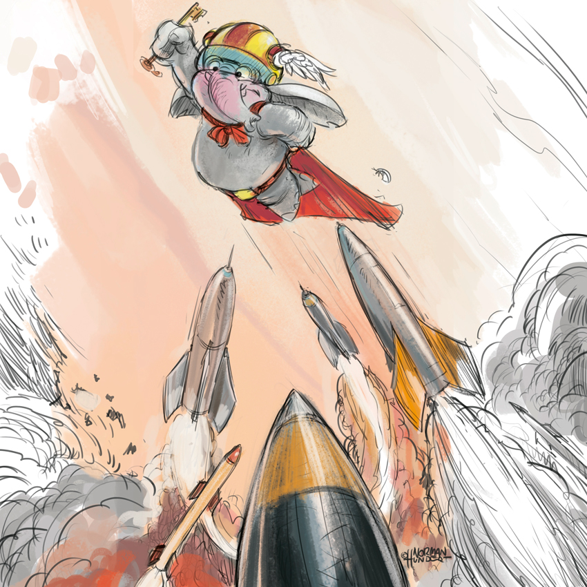 Illustration: Superheld mit Thor-Motorradhelm 1